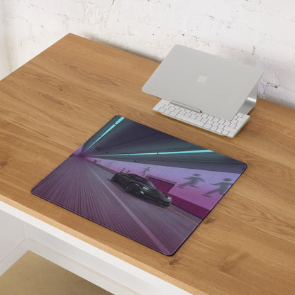 Chevrolet Corvette C5 Z06 Inspired Black Vaporwave Gaming Mouse Pad – Neon Purple Futuristic Tunnel Desk Mat with Cyberpunk Motion Art