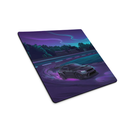 Ford Mustang GTD Inspired Black Vaporwave Gaming Mouse Pad – Neon Purple Drift Track Desk Mat with Cyan Night Racing and Retro Futuristic Art