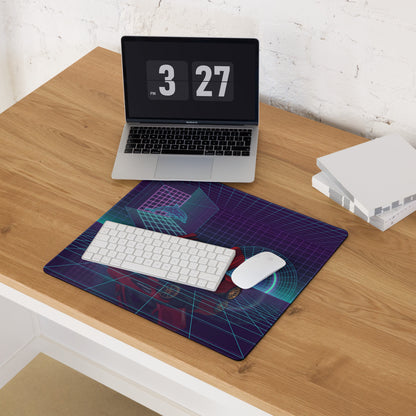 McLaren 765LT Spider Inspired Red Cyan Vaporwave Gaming Mouse Pad – Neon Grid Supercar Desk Mat with Retro Futuristic Synthwave Arcade Art