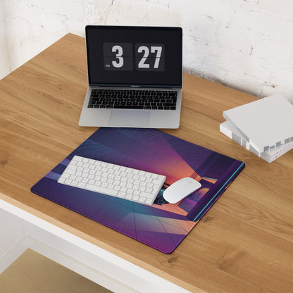 Mercedes-AMG GT3 Inspired Silver Purple Vaporwave Gaming Mouse Pad – Neon Futuristic Garage Desk Mat with Retro Synthwave Motorsport Art