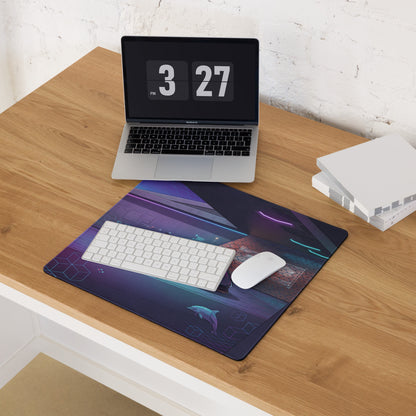 Lamborghini Sián Roadster Inspired Blue Purple Vaporwave Gaming Mouse Pad – Neon Futuristic Supercar Showroom Desk Mat with Synthwave Digital Artwork