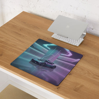 Mercedes-AMG One Inspired Silver Vaporwave Gaming Mouse Pad – Cyan Purple Neon Futuristic Garage Desk Mat with Sleek Sci-Fi Hypercar Digital Art