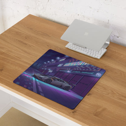 Lamborghini Huracán STO GT3 Inspired Silver Purple Vaporwave Gaming Mouse Pad – Neon Cyberpunk Garage Desk Mat, Futuristic Night City Anime Style Automotive Artwork