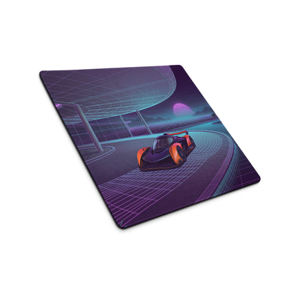 McLaren Solus GT Inspired Orange Purple Vaporwave Gaming Mouse Pad – Neon Retro Futuristic Grid Road Desk Mat with Synthwave Sunset Palm Tree Art