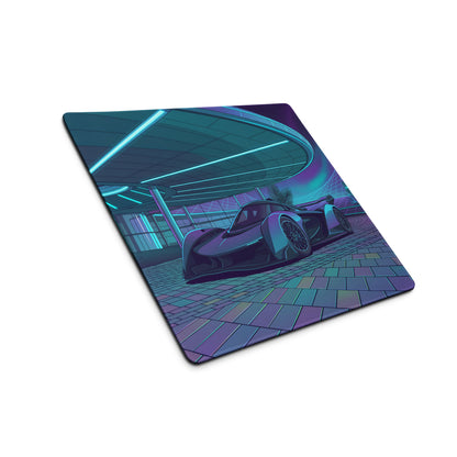 McLaren Solus GT Inspired Black Cyan Vaporwave Gaming Mouse Pad – Neon Futuristic Resort Desk Mat with Palm Trees, Retro Grid and Synthwave Artwork