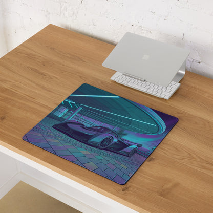 McLaren Solus GT Inspired Black Cyan Vaporwave Gaming Mouse Pad – Neon Futuristic Resort Desk Mat with Palm Trees, Retro Grid and Synthwave Artwork