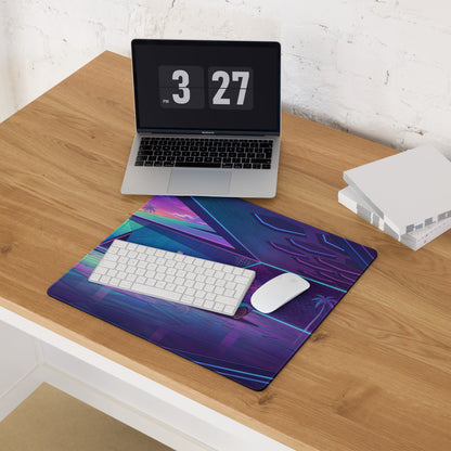 Lamborghini Sián Roadster Inspired Teal Purple Vaporwave Gaming Mouse Pad – Neon Luxury Garage Desk Mat with Retro Futuristic Supercar Artwork