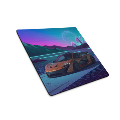McLaren P1 Inspired Copper Blue Vaporwave Gaming Mouse Pad – Futuristic Neon Mountain Desk Mat, Retro Synthwave Supercar Digital Artwork