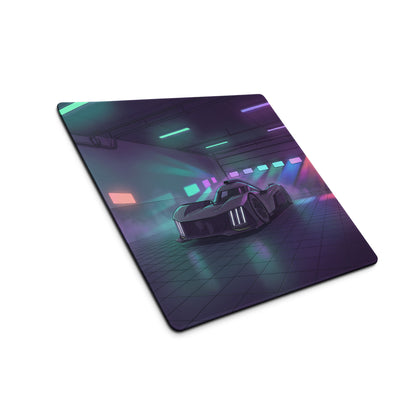 Peugeot 9X8 Inspired Black Purple Vaporwave Gaming Mouse Pad – Neon Garage Desk Mat, Futuristic Hypercar Digital Art, Cyberpunk Automotive Decor
