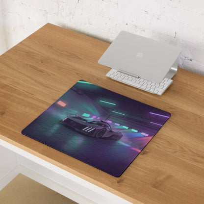 Peugeot 9X8 Inspired Black Purple Vaporwave Gaming Mouse Pad – Neon Garage Desk Mat, Futuristic Hypercar Digital Art, Cyberpunk Automotive Decor