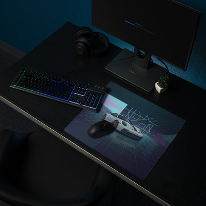 Porsche 911 GT3 Touring Inspired White Blue Vaporwave Gaming Mouse Pad – Neon Futuristic Garage Desk Mat, Retro Sports Car Digital Artwork