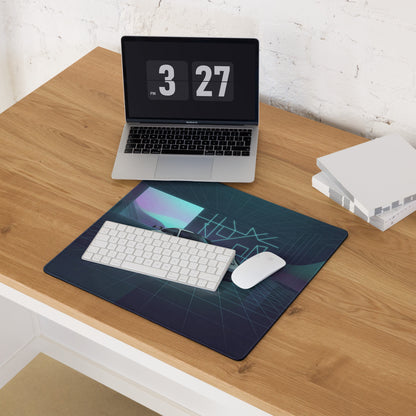 Porsche 911 GT3 Touring Inspired White Blue Vaporwave Gaming Mouse Pad – Neon Futuristic Garage Desk Mat, Retro Sports Car Digital Artwork
