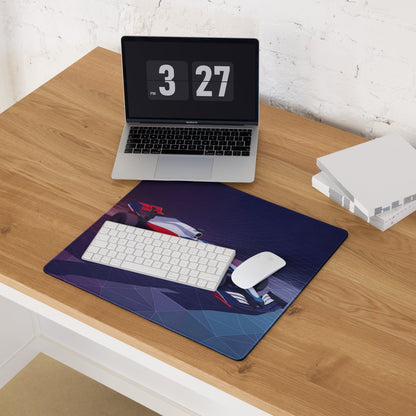 Formula 1 Race Car Inspired Red White Blue Vaporwave Gaming Mouse Pad – Neon Grid Desk Mat, Futuristic Grand Prix Motorsport Digital Art