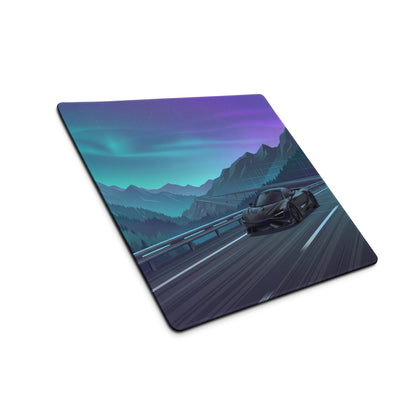 McLaren 765LT Inspired Black Teal Vaporwave Gaming Mouse Pad – Neon Mountain Highway Desk Mat, Futuristic Night Drive Digital Supercar Art