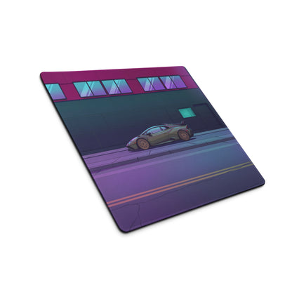 Lamborghini Huracán STO Inspired Gray Pink Vaporwave Gaming Mouse Pad – Neon Cyberpunk Street Desk Mat, Futuristic Urban Supercar Digital Art