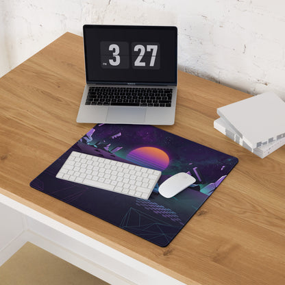 Porsche 911 GT3 Inspired Light Blue Purple Vaporwave Gaming Mouse Pad – Cosmic Neon Landscape Desk Mat, Retro Futuristic Racing Car Digital Art
