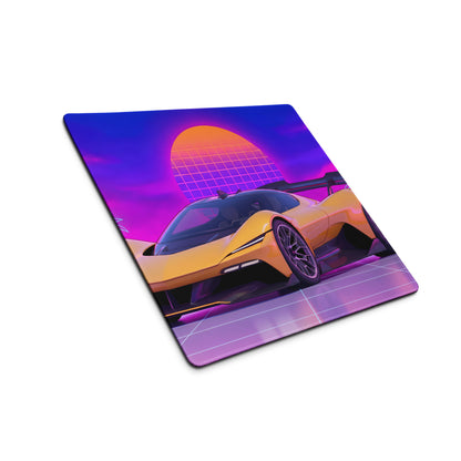 Chevrolet Corvette CX.R Vision Inspired Orange Purple Vaporwave Gaming Mouse Pad – Neon Palm Tree Grid Desk Mat, Retro Futuristic Hypercar Digital Artwork