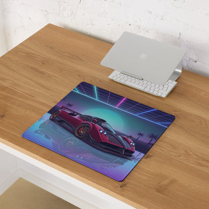 Pagani Zonda R Inspired Red Purple Vaporwave Gaming Mouse Pad – Neon Sunset Grid Desk Mat, Retro Futuristic Supercar Digital Artwork