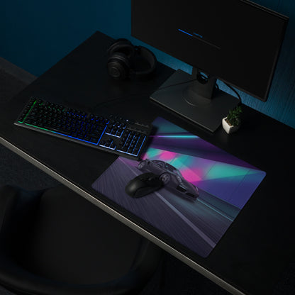 Porsche 911 Turbo S Inspired Black Vaporwave Gaming Mouse Pad – Neon Tunnel Desk Mat, Futuristic Cyberpunk Sports Car Digital Artwork
