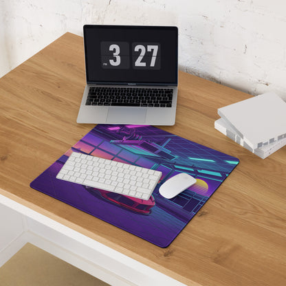 Ferrari FXX-K Evo Inspired Red Purple Vaporwave Gaming Mouse Pad – Neon Garage Desk Mat, Retro Futuristic Hypercar Digital Artwork