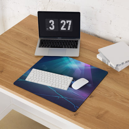 Porsche 911 GT3 Inspired Ice Blue Vaporwave Gaming Mouse Pad – Neon Cyan Purple Desk Mat, Futuristic Geometric Sports Car Digital Artwork