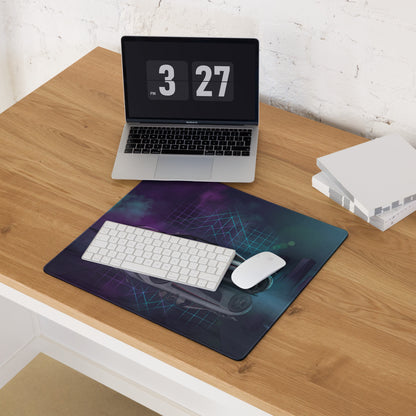 Koenigsegg Regera Inspired Silver Vaporwave Gaming Mouse Pad – Neon Cyan Purple Futuristic City Desk Mat, Dreamy Hypercar Digital Artwork