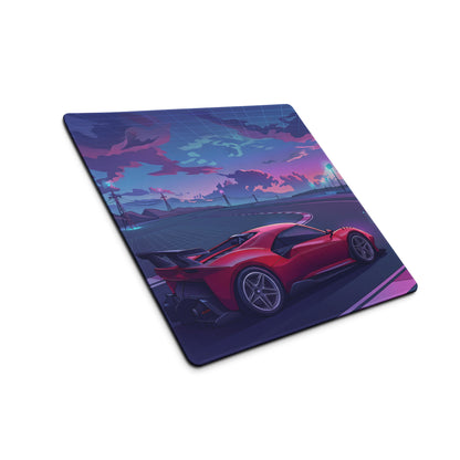 Ferrari P80/CInspired Red Purple Vaporwave Gaming Mouse Pad – Neon Racetrack Desk Mat, Retro Futuristic Hypercar Digital Artwork