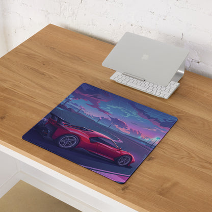 Ferrari P80/CInspired Red Purple Vaporwave Gaming Mouse Pad – Neon Racetrack Desk Mat, Retro Futuristic Hypercar Digital Artwork