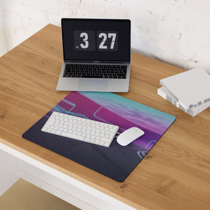 Koenigsegg Jesko Attack Inspired White Purple Vaporwave Gaming Mouse Pad – Neon Futuristic Highway Desk Mat, Retro Hypercar Digital Artwork