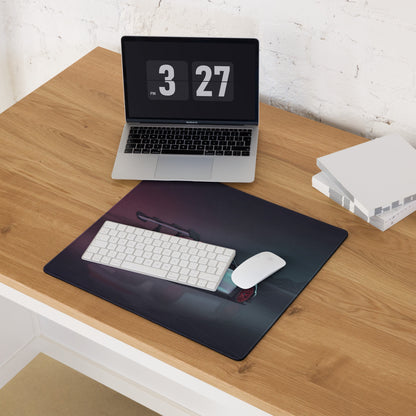 Porsche 911 GT3 RS Inspired White Red Vaporwave Gaming Mouse Pad – Dark Neon Mountain Grid Desk Mat, Futuristic Supercar Digital Artwork