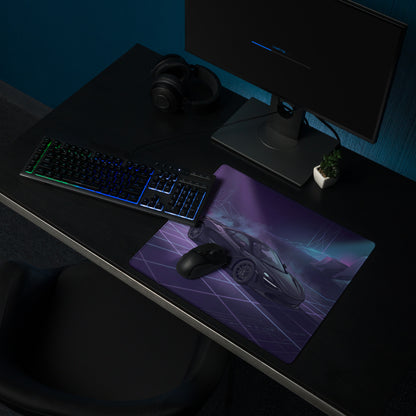 McLaren 720S Inspired Black Purple Vaporwave Gaming Mouse Pad – Neon Cyber Grid Desk Mat, Futuristic Geometric Supercar Digital Artwork
