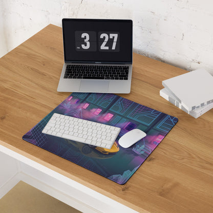 Lamborghini Countach LPI 800-4 Inspired Yellow Pink Vaporwave Gaming Mouse Pad – Neon Crystal Garage Desk Mat, Retro Futuristic Supercar Digital Artwork