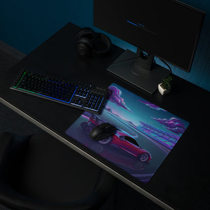 Ferrari P80/C Inspired Red Cyan Vaporwave Gaming Mouse Pad – Neon Futuristic Racetrack Desk Mat, Retro Hypercar Digital Artwork