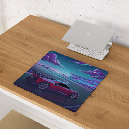 Ferrari P80/C Inspired Red Cyan Vaporwave Gaming Mouse Pad – Neon Futuristic Racetrack Desk Mat, Retro Hypercar Digital Artwork