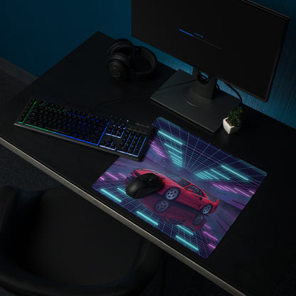 Ferrari F40 Inspired Red Cyan Vaporwave Gaming Mouse Pad – Neon Retro Garage Desk Mat, Futuristic Synthwave Supercar Digital Artwork