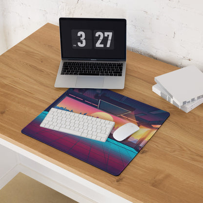 Ferrari FXX-K Evo Inspired Red Vaporwave Gaming Mouse Pad – Neon Sunset Garage Desk Mat, Retro Futuristic Synthwave Hypercar Digital Art
