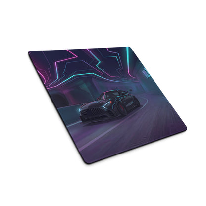Mercedes-AMG GT Black Series Inspired Black Vaporwave Gaming Mouse Pad – Neon Cyber Tunnel Desk Mat, Futuristic Synthwave Sports Car Digital Art