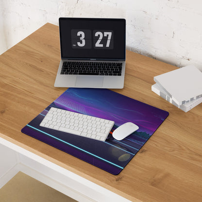 McLaren Senna Inspired Orange White Vaporwave Gaming Mouse Pad – Neon Cyber City Highway Desk Mat, Retro Futuristic Synthwave Hypercar Digital Art