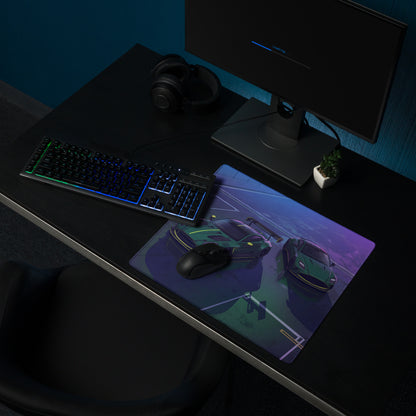 Aston Martin Vantage GT3 & DB12 Inspired Green Vaporwave Gaming Mouse Pad – Neon Racetrack Desk Mat, Moody Motorsport Digital Art