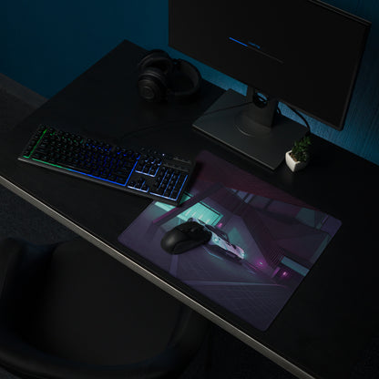 Aston Martin Valkyrie Inspired White Teal Vaporwave Gaming Mouse Pad – Neon Luxury Garage Desk Mat, Moody Futuristic Hypercar Digital Art