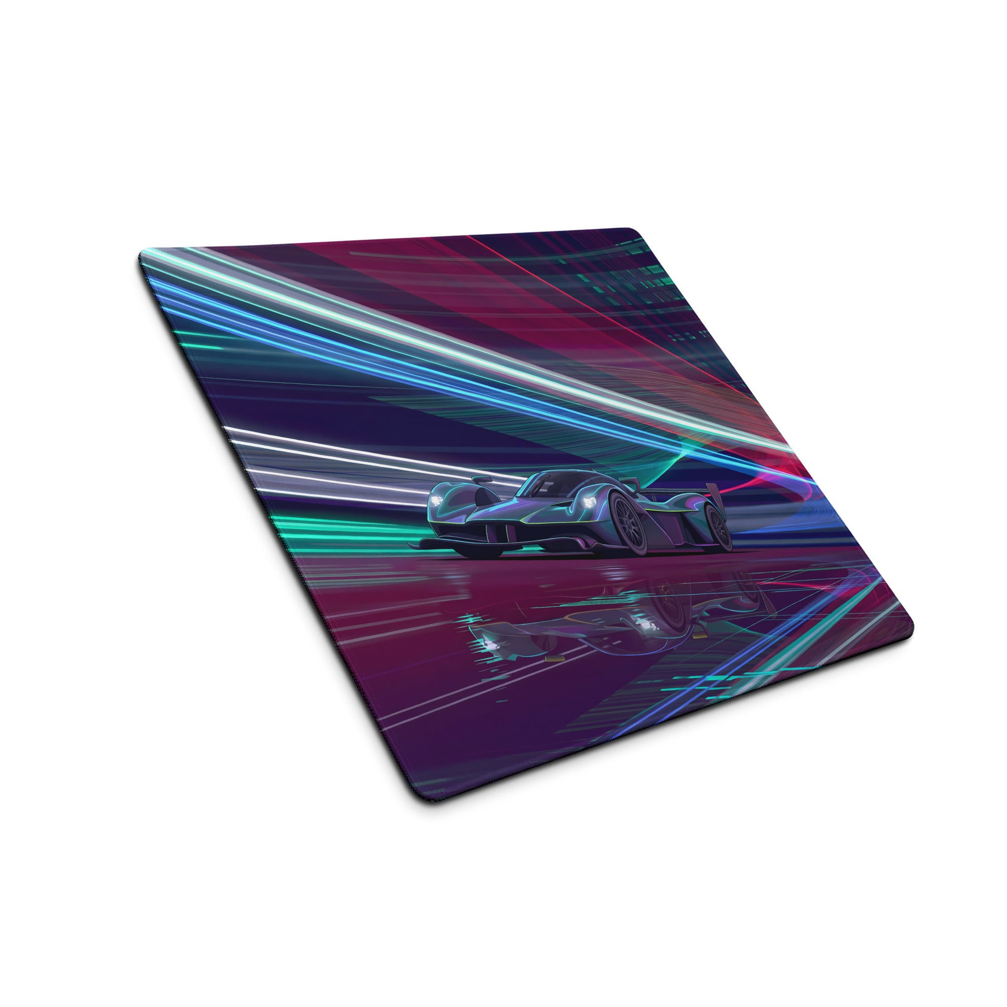 Aston Martin Valkyrie AMR Pro Inspired Teal Purple Vaporwave Gaming Mouse Pad – Neon Hypercar Desk Mat, Futuristic Cyber Racing Digital Art