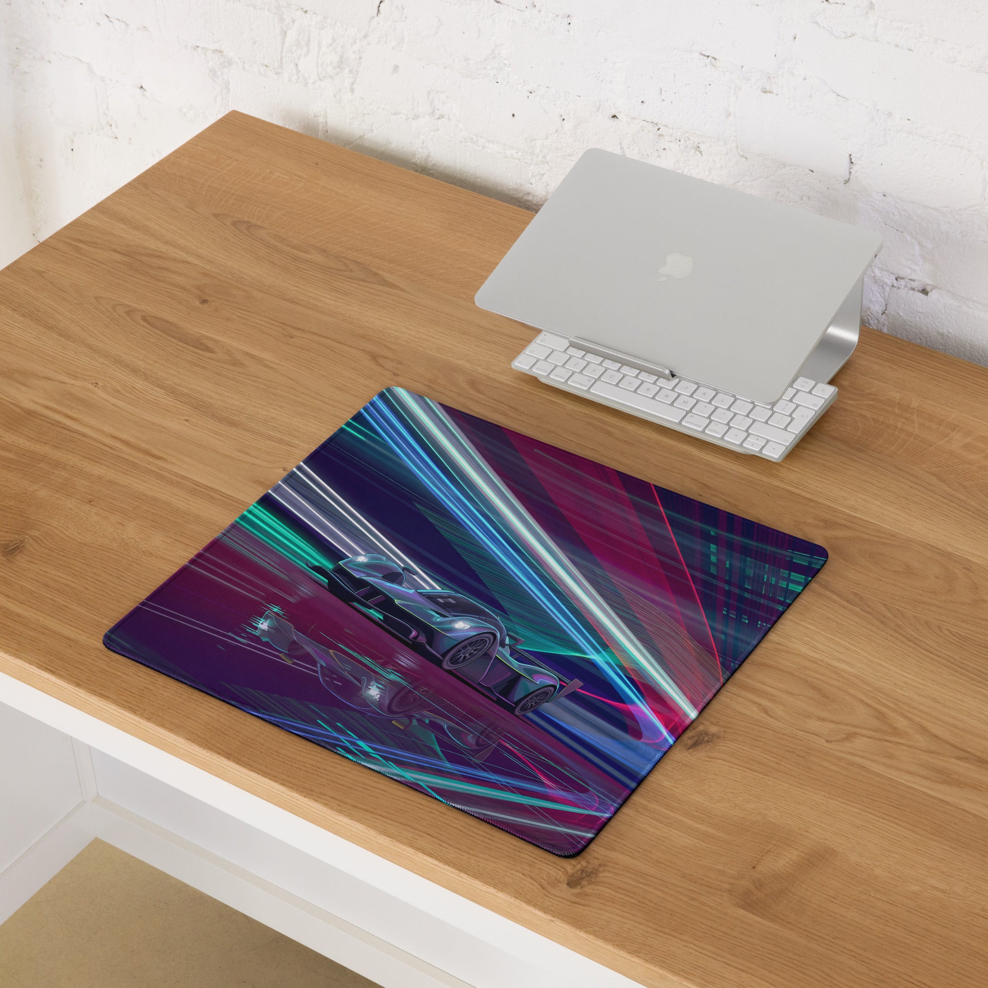 Aston Martin Valkyrie AMR Pro Inspired Teal Purple Vaporwave Gaming Mouse Pad – Neon Hypercar Desk Mat, Futuristic Cyber Racing Digital Art