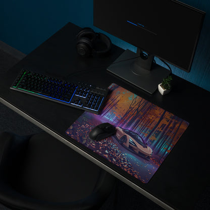 McLaren 765LT Inspired Champagne Purple Vaporwave Gaming Mouse Pad – Neon Autumn Forest Desk Mat, Retro Futuristic Supercar Digital Art