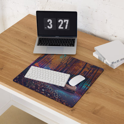 McLaren 765LT Inspired Champagne Purple Vaporwave Gaming Mouse Pad – Neon Autumn Forest Desk Mat, Retro Futuristic Supercar Digital Art