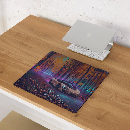 McLaren 765LT Inspired Champagne Purple Vaporwave Gaming Mouse Pad – Neon Autumn Forest Desk Mat, Retro Futuristic Supercar Digital Art