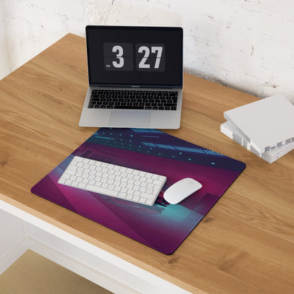Ferrari 488 GTB Inspired Red Pink Vaporwave Gaming Mouse Pad – Neon Luxury Showroom Desk Mat, Retro Futuristic Supercar Digital Art