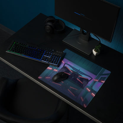 Bugatti Bolide Inspired Black Red Vaporwave Gaming Mouse Pad – Neon Futuristic Studio Desk Mat, Cyberpunk Hypercar Digital Art