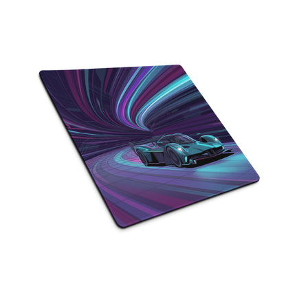Aston Martin Valkyrie AMR Pro Inspired Teal Purple Vaporwave Gaming Mouse Pad – Neon Racing Tunnel Desk Mat, Futuristic Hypercar Digital Art