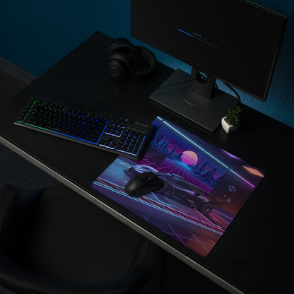 Bugatti Bolide Inspired Black Blue Vaporwave Gaming Mouse Pad – Neon Futuristic Garage Desk Mat, Cyberpunk Hypercar Digital Art