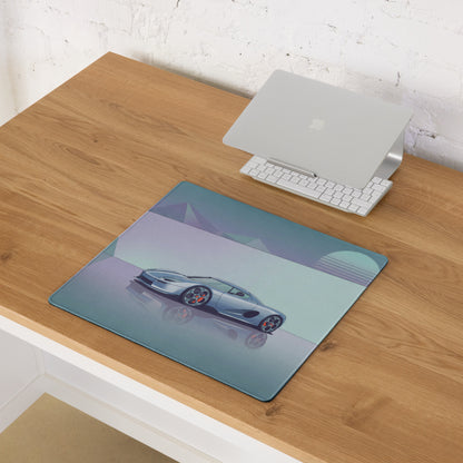 Koenigsegg CCX Inspired Silver Blue Vaporwave Gaming Mouse Pad – Minimalist Retro Futuristic Garage Desk Mat, Dreamy Supercar Digital Art